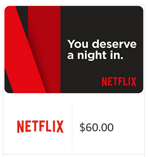 $60 Netflix Gift Card [Digital Code]