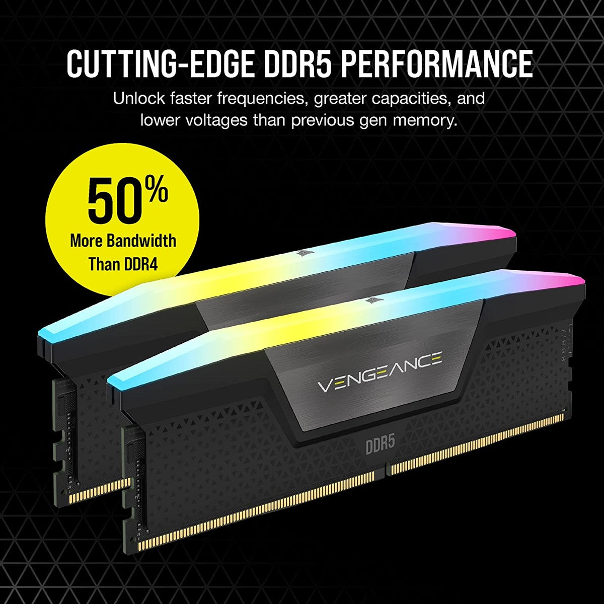 Corsair Vengeance RGB 32GB (2x16GB) 6000MHz C40 DDR5 DRAM Memory Kit - Black