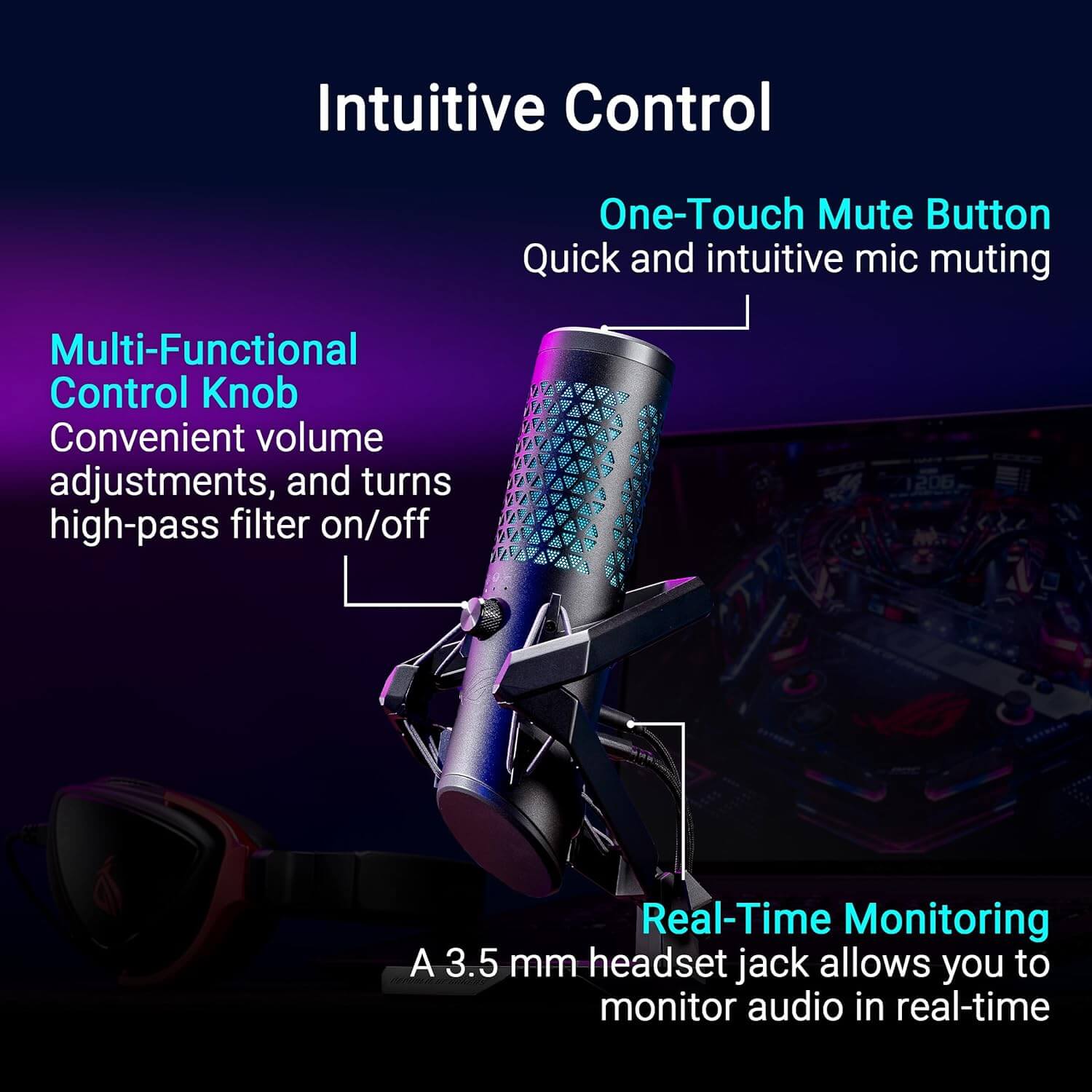 ASUS ROG Carnyx ARGB Professional Cardioid Condenser Gaming Microphone