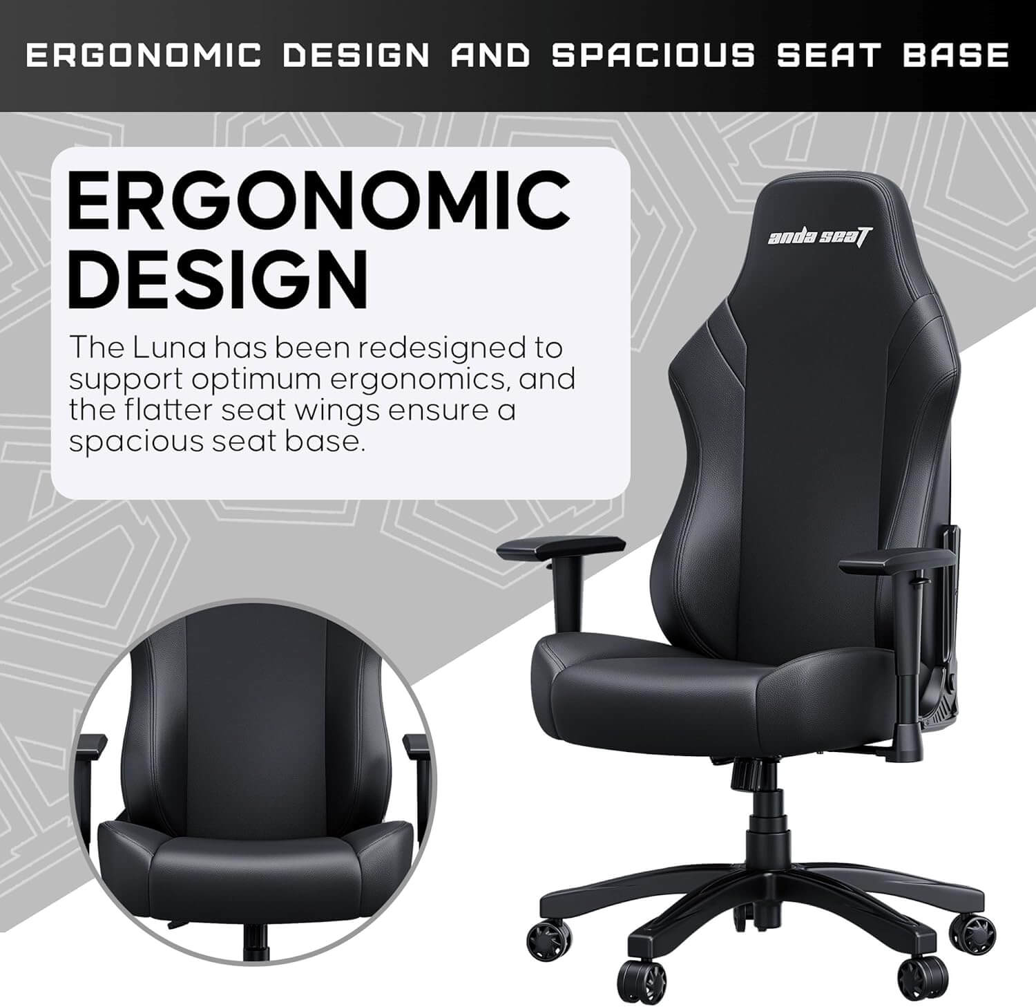 Anda Seat Luna Ergonomic Gaming Chair - Black