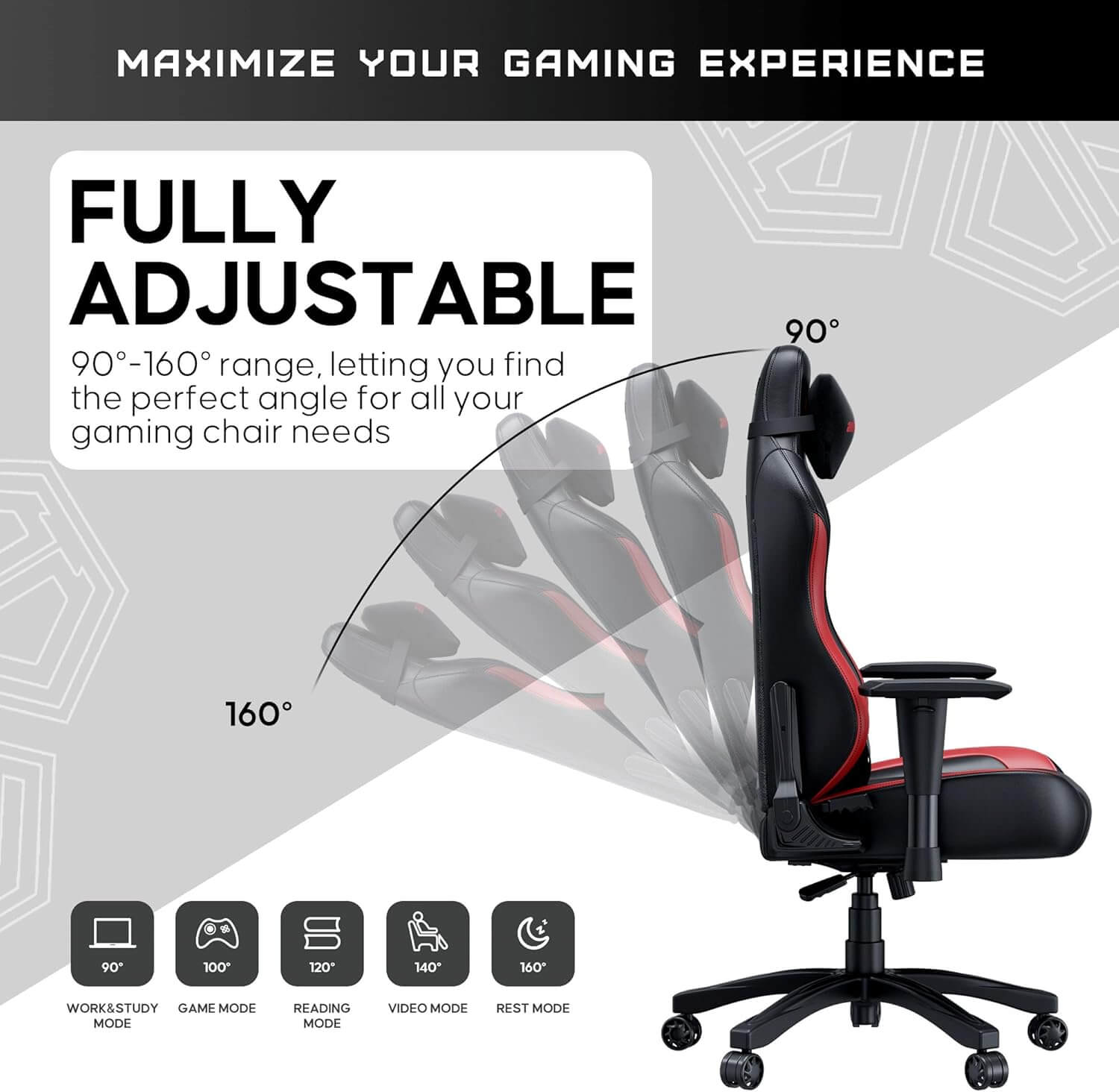 Anda Seat Luna Ergonomic Gaming Chair - Black/Red