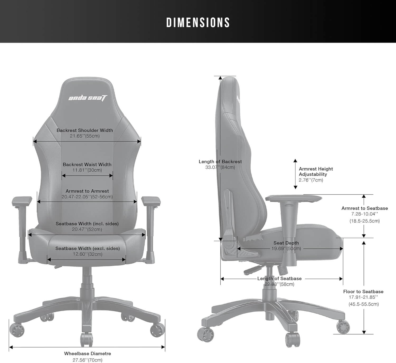 Anda Seat Luna Fabric Ergonomic Gaming Chair - Grey