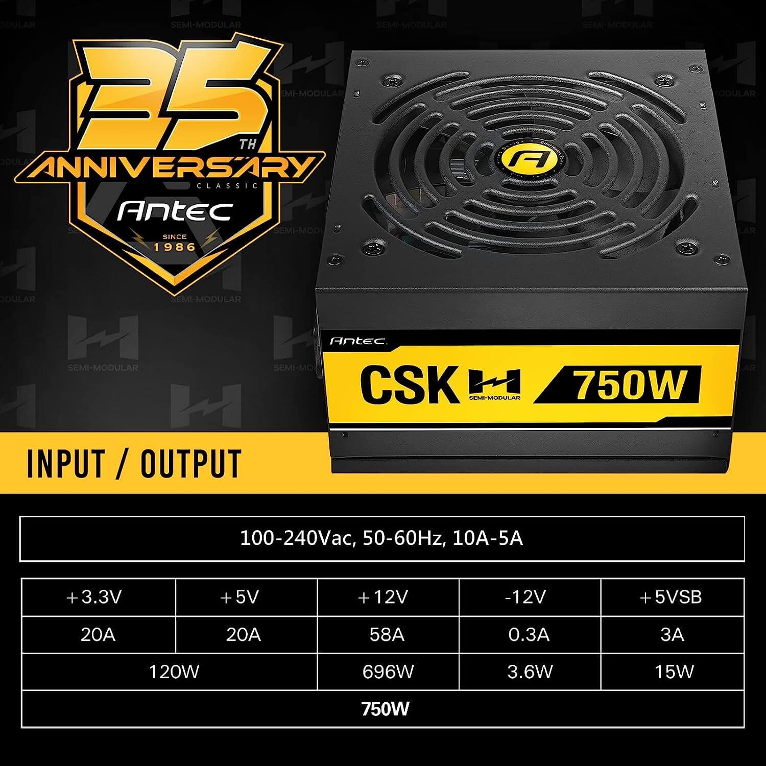 Antec CSK 750H 80+ Bronze Certified 750W Semi Modular Power Supply