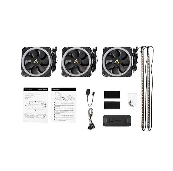 Antec Prizm 120 ARGB Fans (3 in 1 Pack) with Fan Controller & 2 ARGB LED Strips