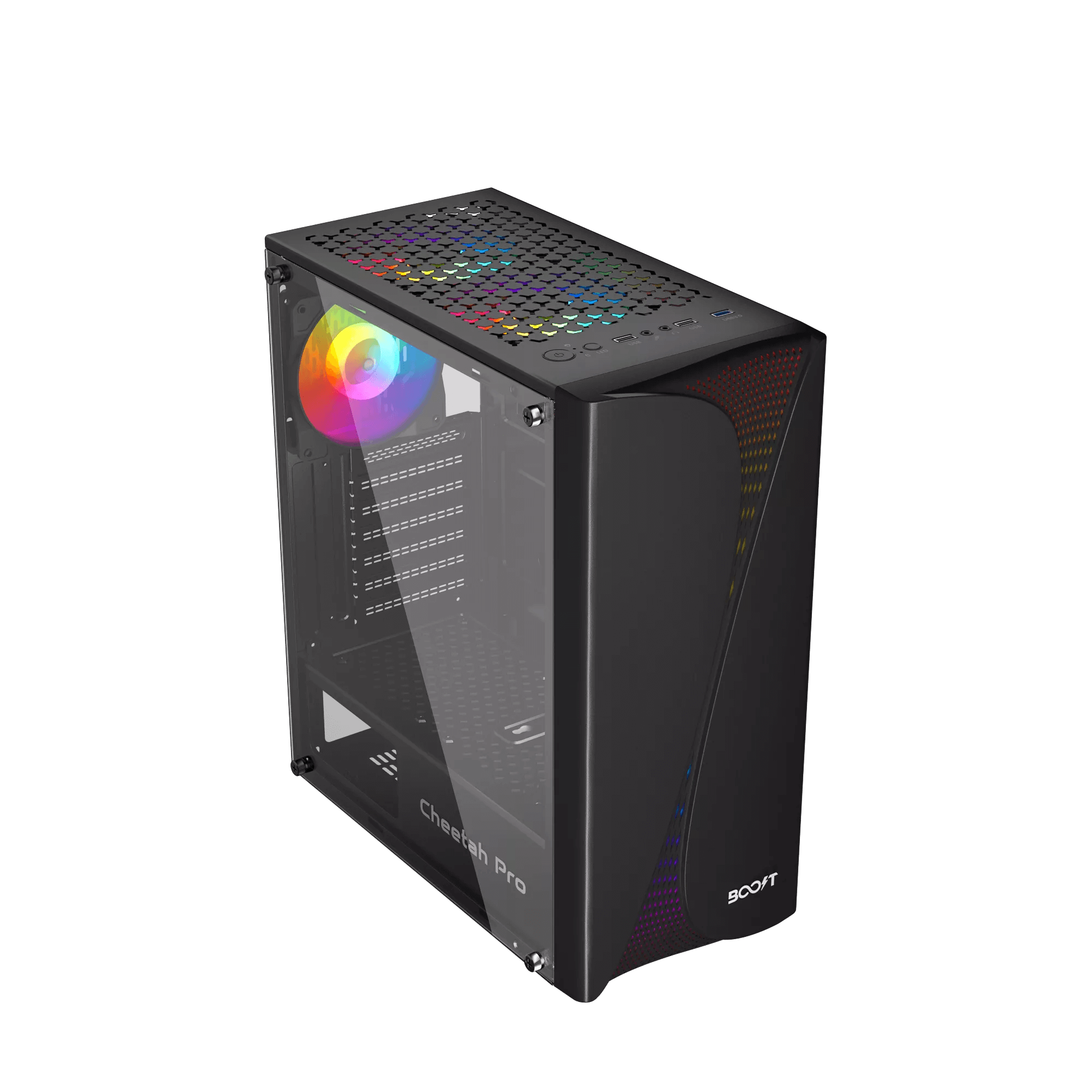 Boost Cheetah Pro RGB ATX Mid-Tower Computer Case with 3 RGB Fans Included