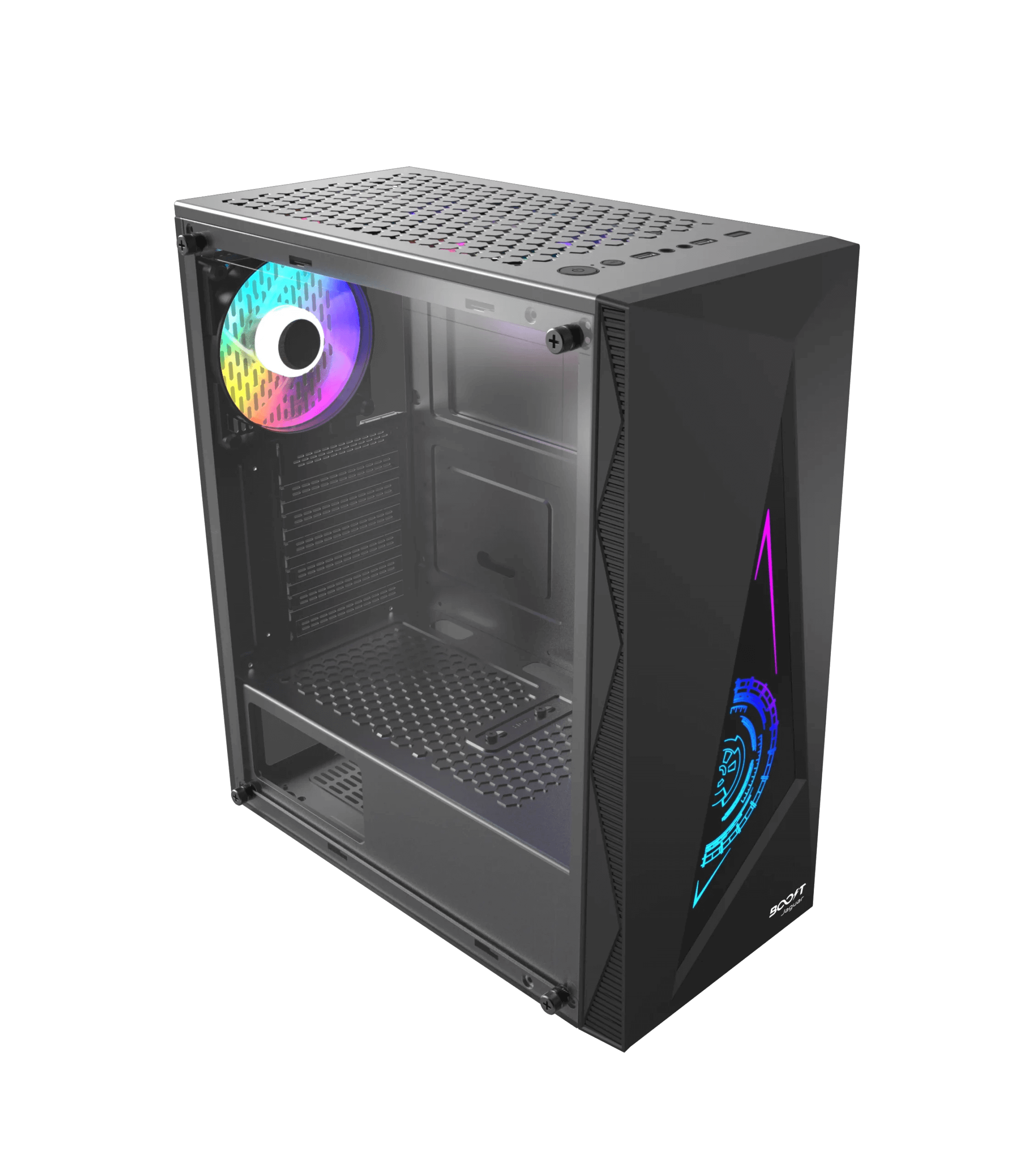 Boost Jaguar RGB ATX Mid-Tower Computer Case with 3 RGB Fans Included