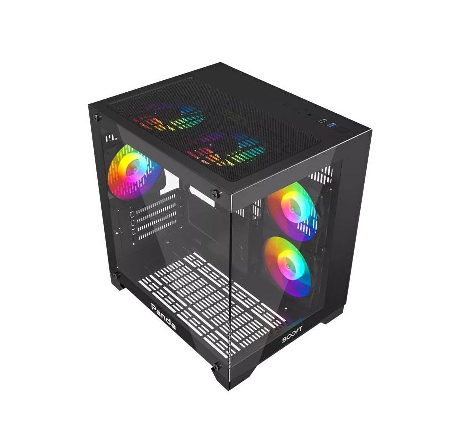 Boost Panda Tempered Glass Micro ATX Computer Case without Fans