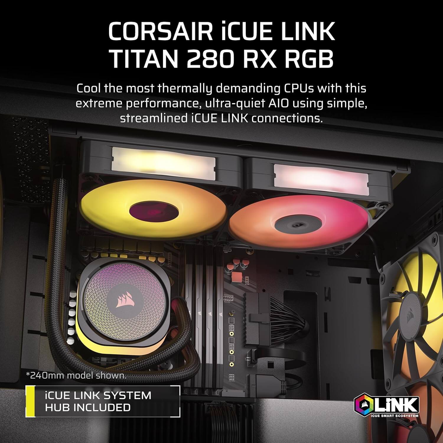 CORSAIR iCUE Link Titan 280 RX RGB 240mm AIO CPU Liquid Cooler