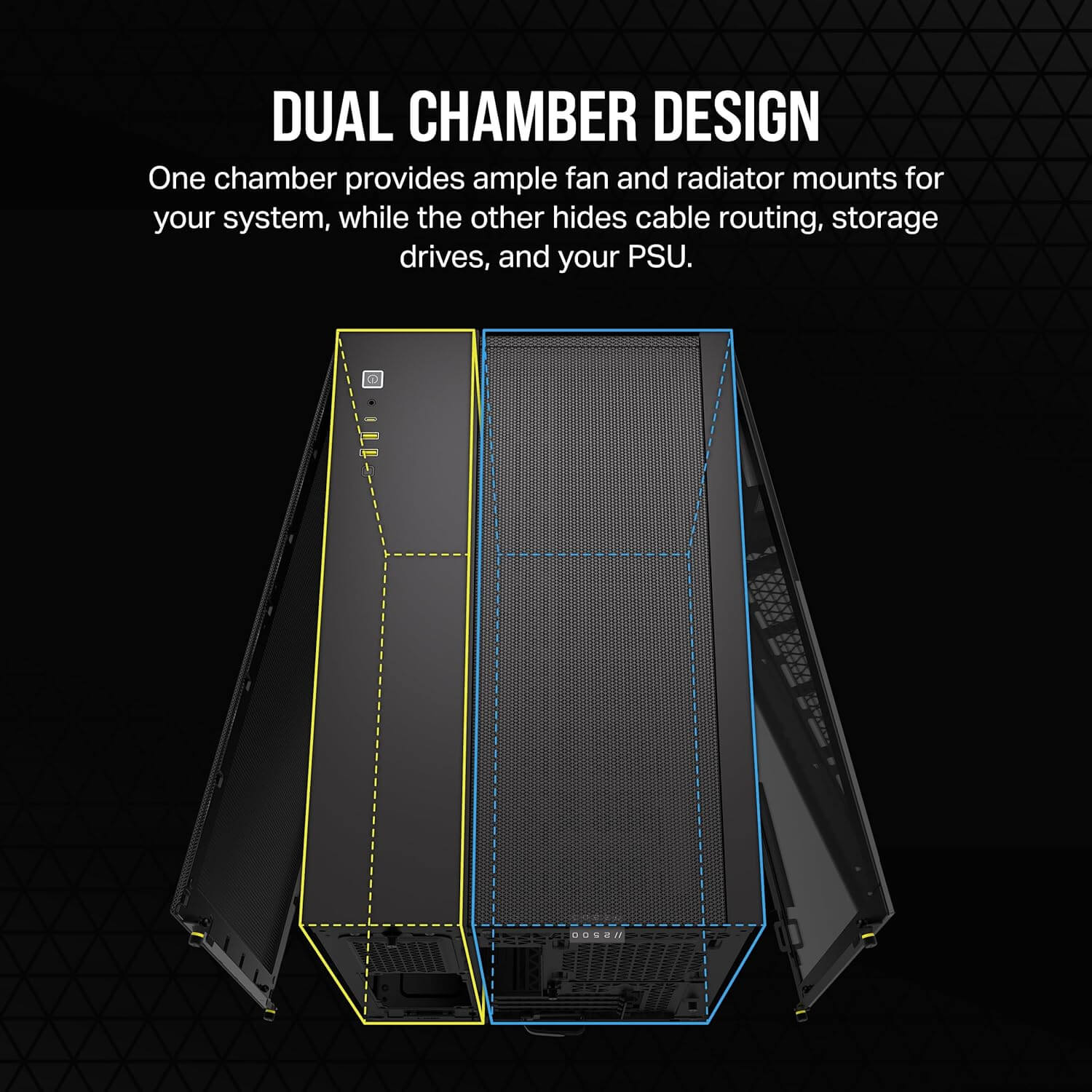 Corsair 2500D AIRFLOW Dual Chamber mATX Mid-Tower Computer Case - Black