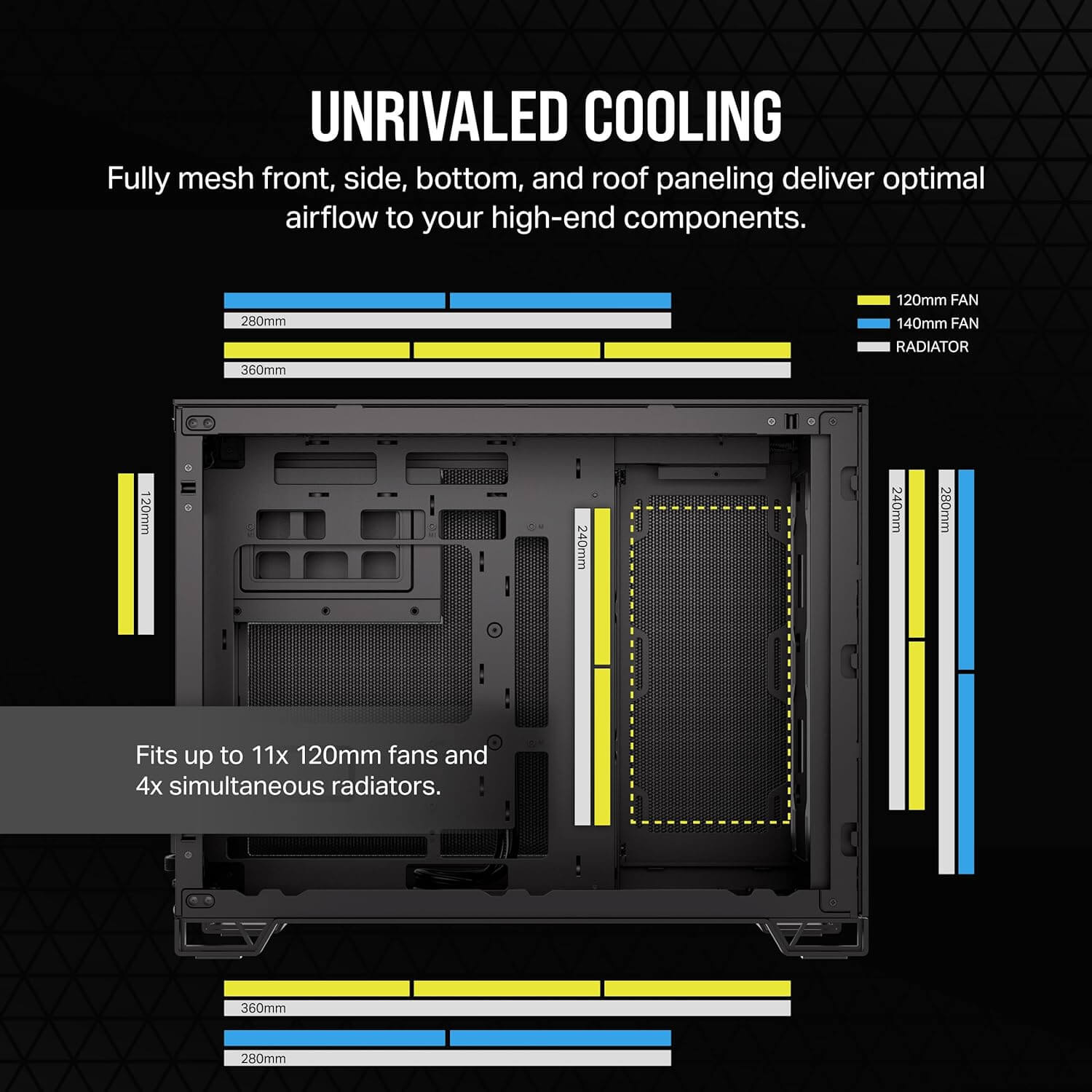 Corsair 2500D AIRFLOW Dual Chamber mATX Mid-Tower Computer Case - Black