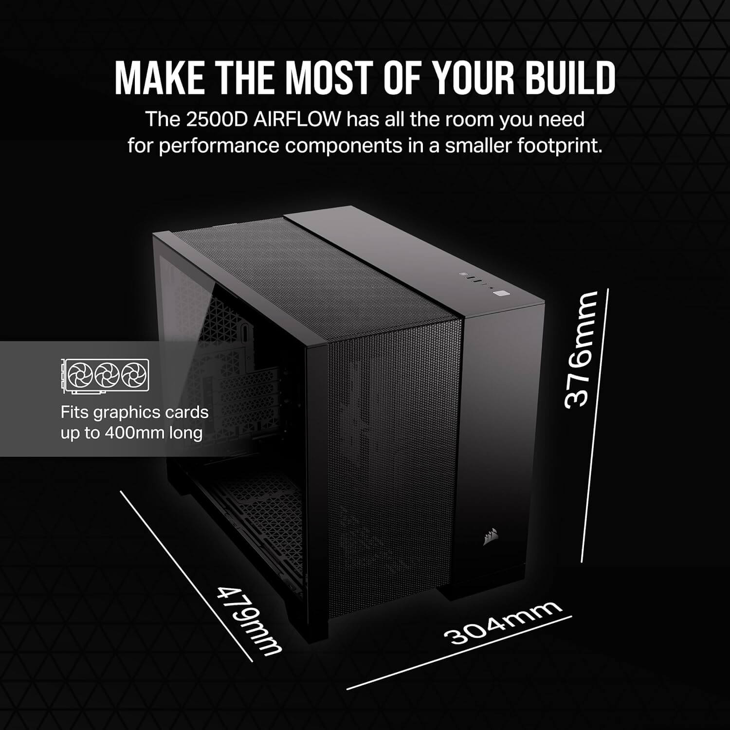 Corsair 2500D AIRFLOW Dual Chamber mATX Mid-Tower Computer Case - Black