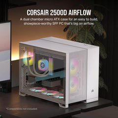 Corsair 2500D AIRFLOW Dual Chamber mATX Mid-Tower Computer Case - White