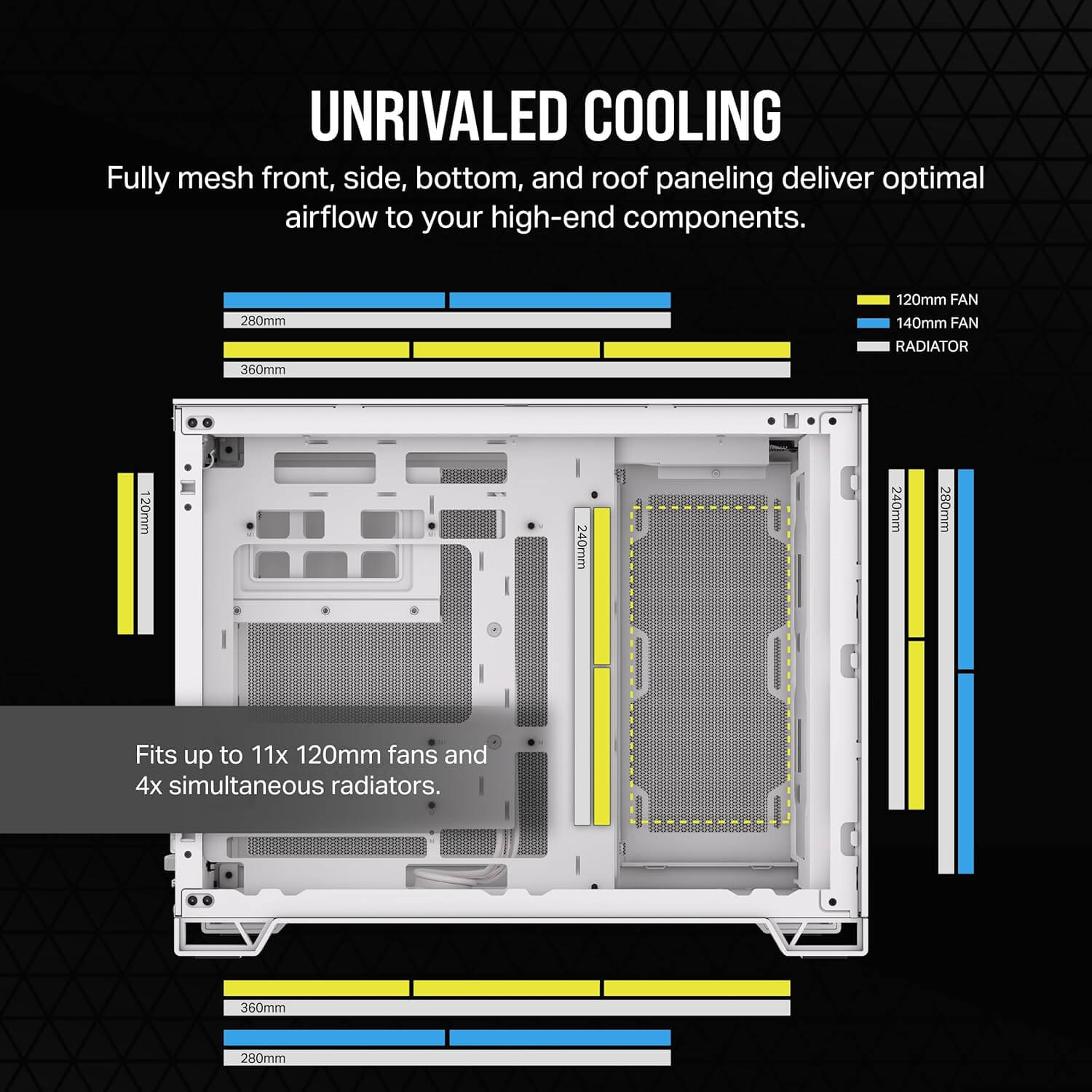 Corsair 2500D AIRFLOW Dual Chamber mATX Mid-Tower Computer Case - White