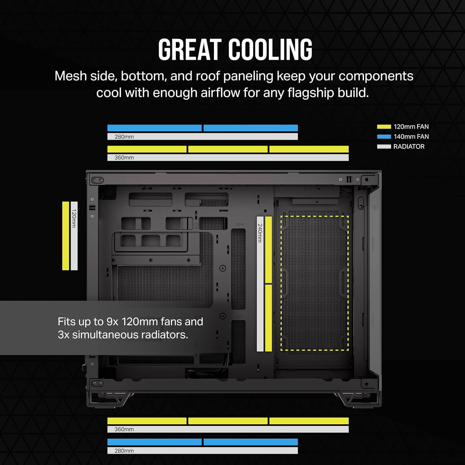 Corsair 2500X Dual Chamber mATX Mid-Tower Computer Case - Black