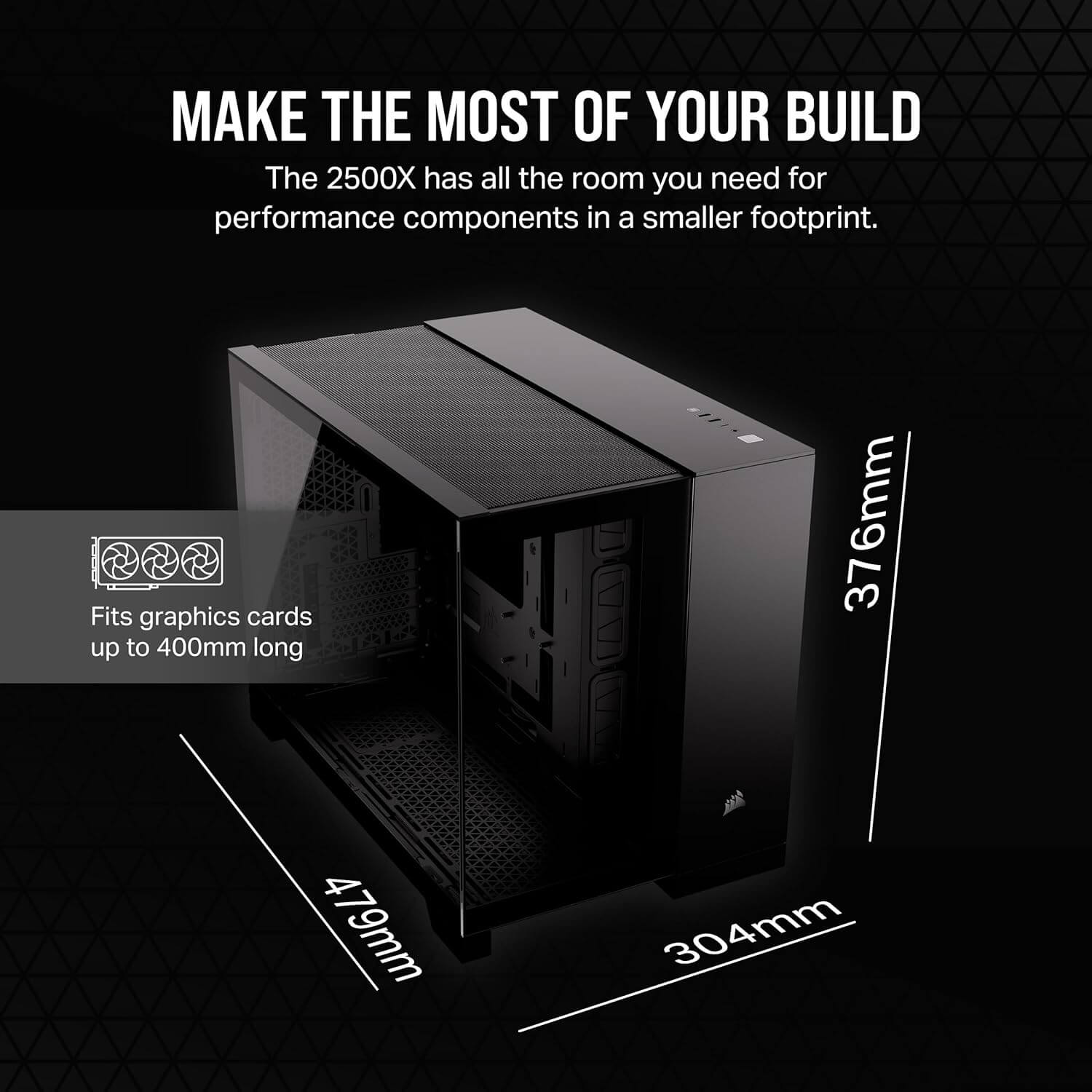 Corsair 2500X Dual Chamber mATX Mid-Tower Computer Case - Black