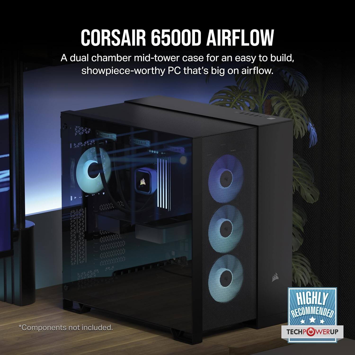 Corsair 6500D AIRFLOW Dual Chamber ATX Mid-Tower Computer Case - Black