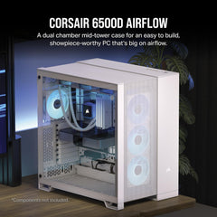 Corsair 6500D AIRFLOW Dual Chamber ATX Mid-Tower Computer Case - White