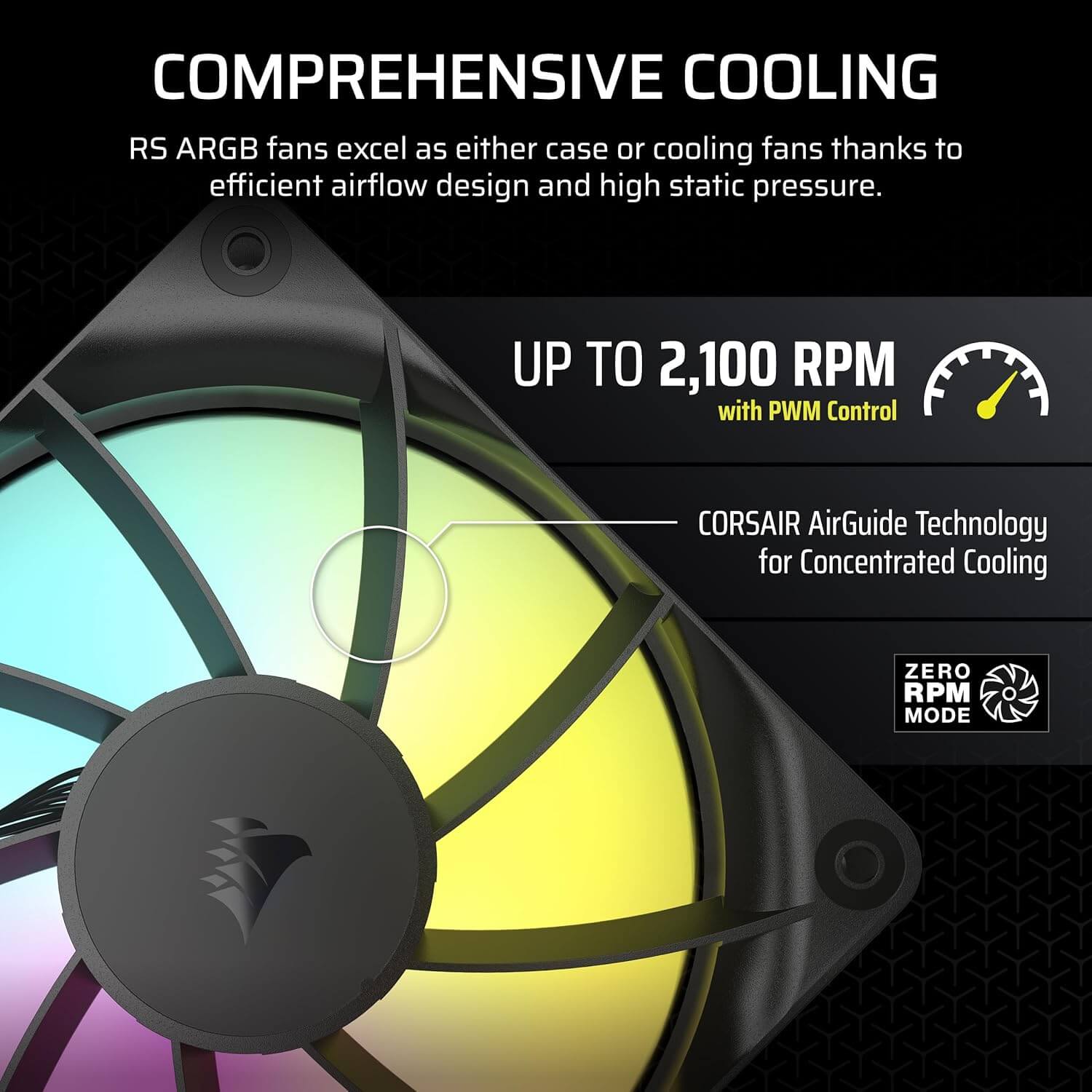 Corsair RS120 ARGB 120mm PWM Daisy-Chain Connection Case Fan - Single Fan