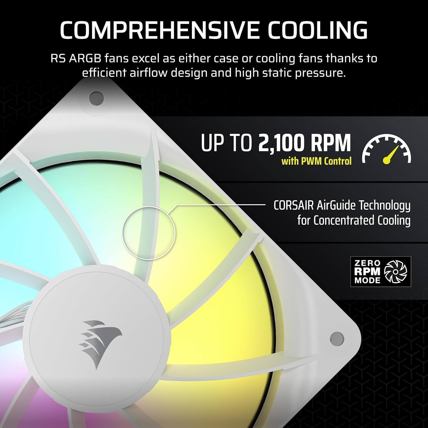 Corsair RS120 ARGB 120mm PWM Daisy-Chain Connection Case Fan - Single Fan