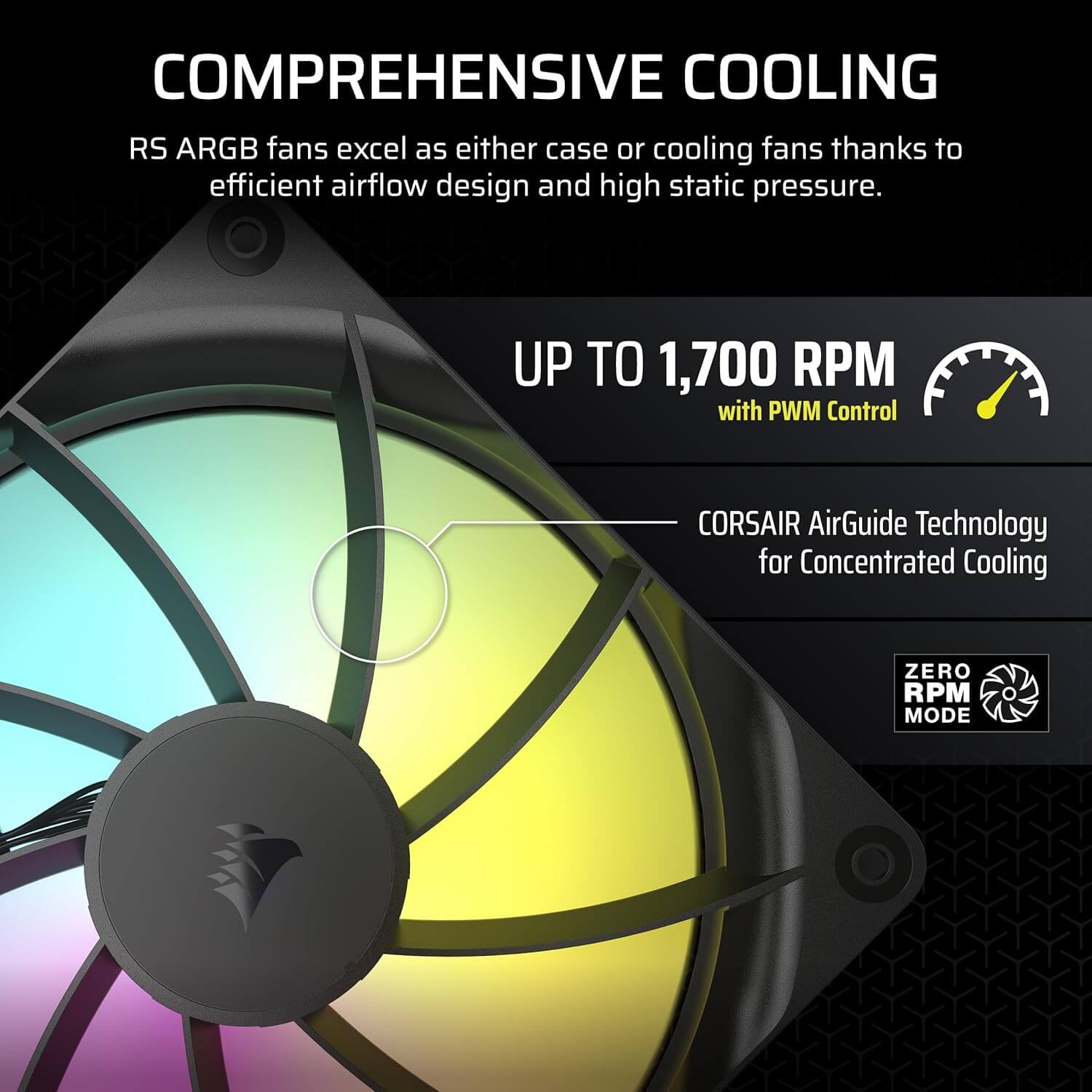 Corsair RS140 ARGB 140mm PWM Daisy-Chain Connection Case Fan - Dual Fan Pack