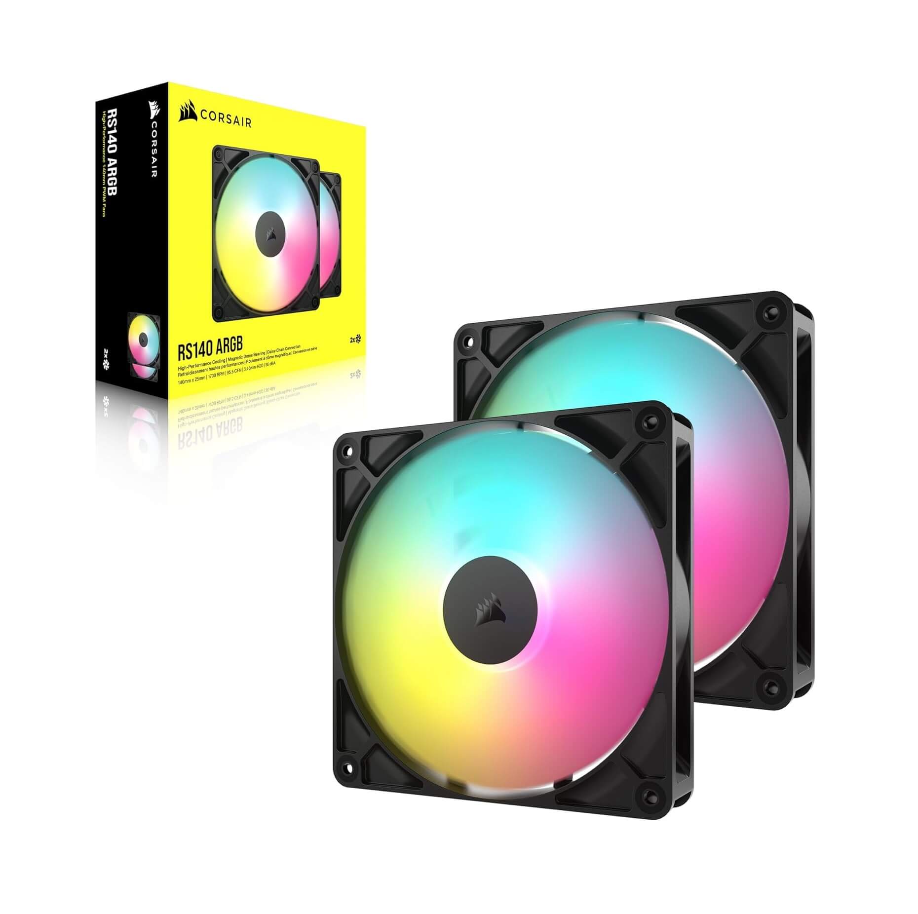 Corsair RS140 ARGB 140mm PWM Daisy-Chain Connection Case Fan - Dual Fan Pack