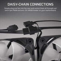 Corsair RS140 ARGB 140mm PWM Daisy-Chain Connection Case Fan - Single Fan - Black