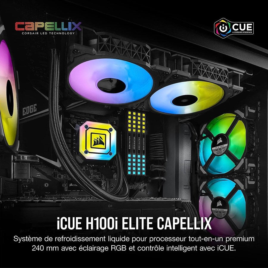 Corsair iCUE H100i ELITE CAPELLIX 240mm CPU Liquid Cooler - Black