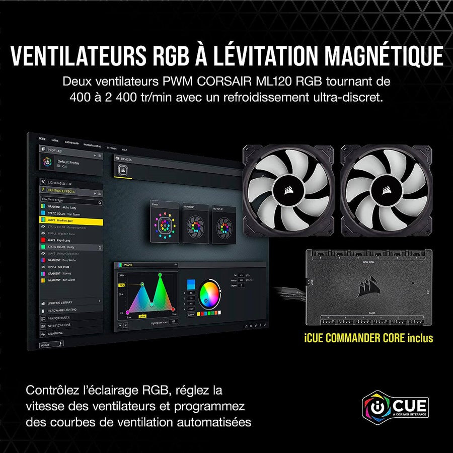 Corsair iCUE H100i ELITE CAPELLIX 240mm CPU Liquid Cooler - Black