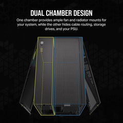 Corsair iCUE LINK 2500X RGB Dual Chamber Micro ATX Computer Case - Black