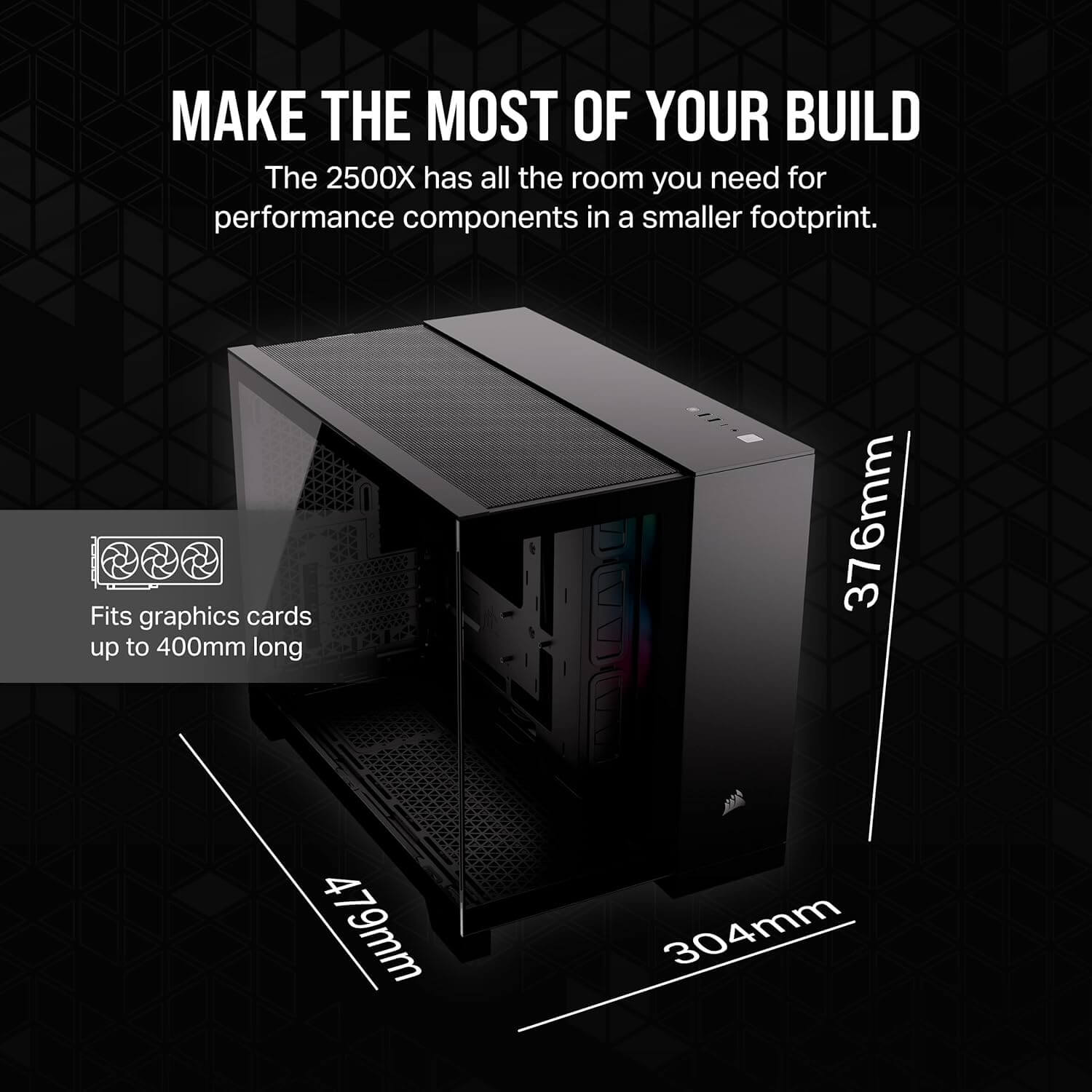 Corsair iCUE LINK 2500X RGB Dual Chamber Micro ATX Computer Case - Black