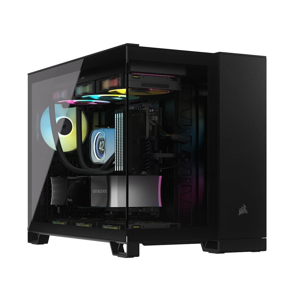 Corsair iCUE LINK 2500X RGB Dual Chamber Micro ATX Computer Case - Black