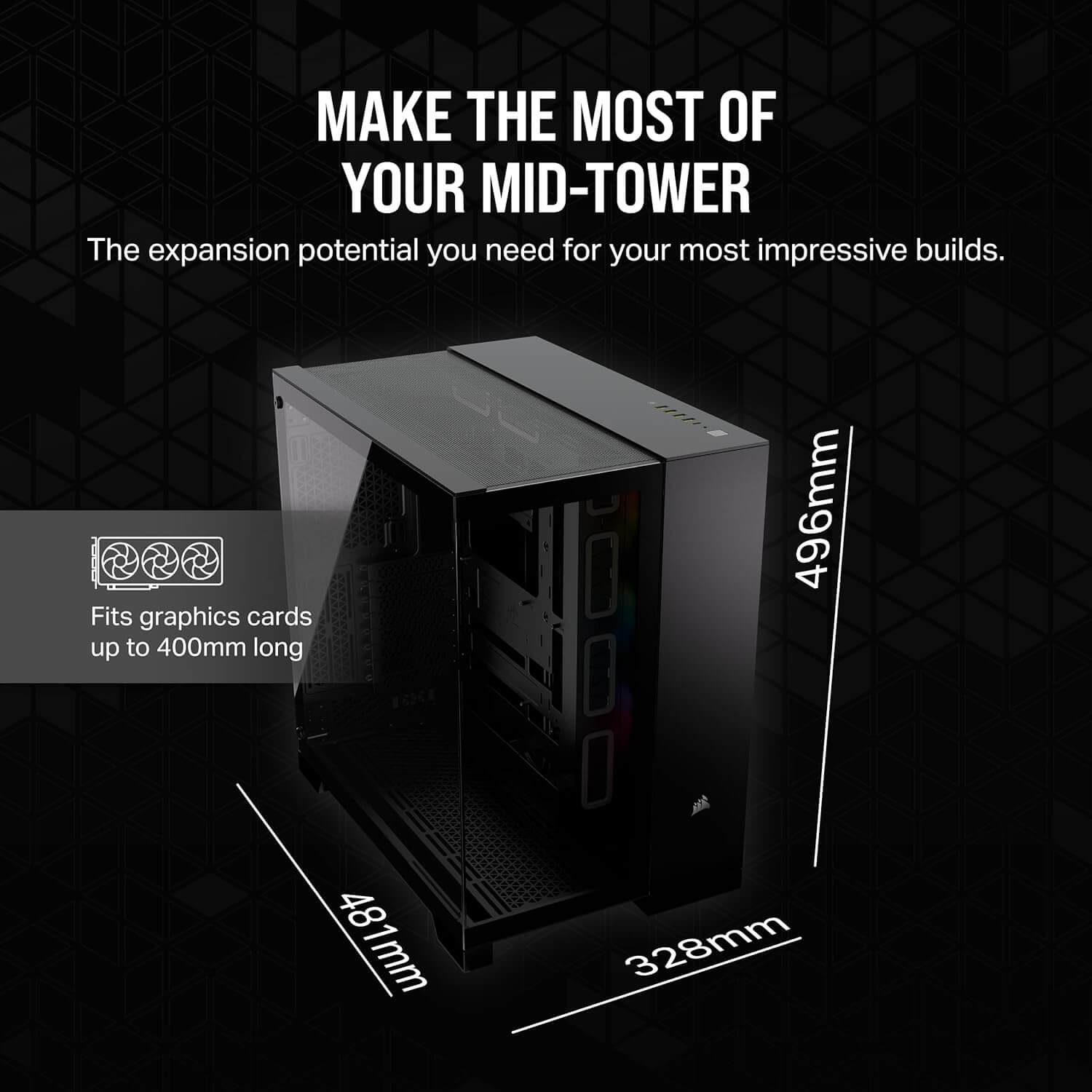 Corsair iCUE LINK 6500X RGB Dual Chamber ATX Mid-Tower Computer Case - Black