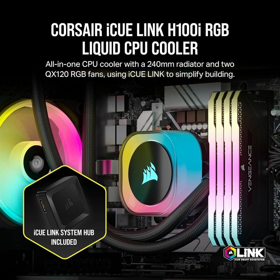 Corsair iCUE Link H100i RGB AIO 240mm Liquid CPU Cooler