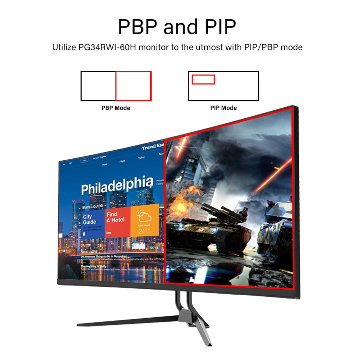 EASE PG34RWI 34" 2K WQHD IPS Curved Ultrawide Monitor