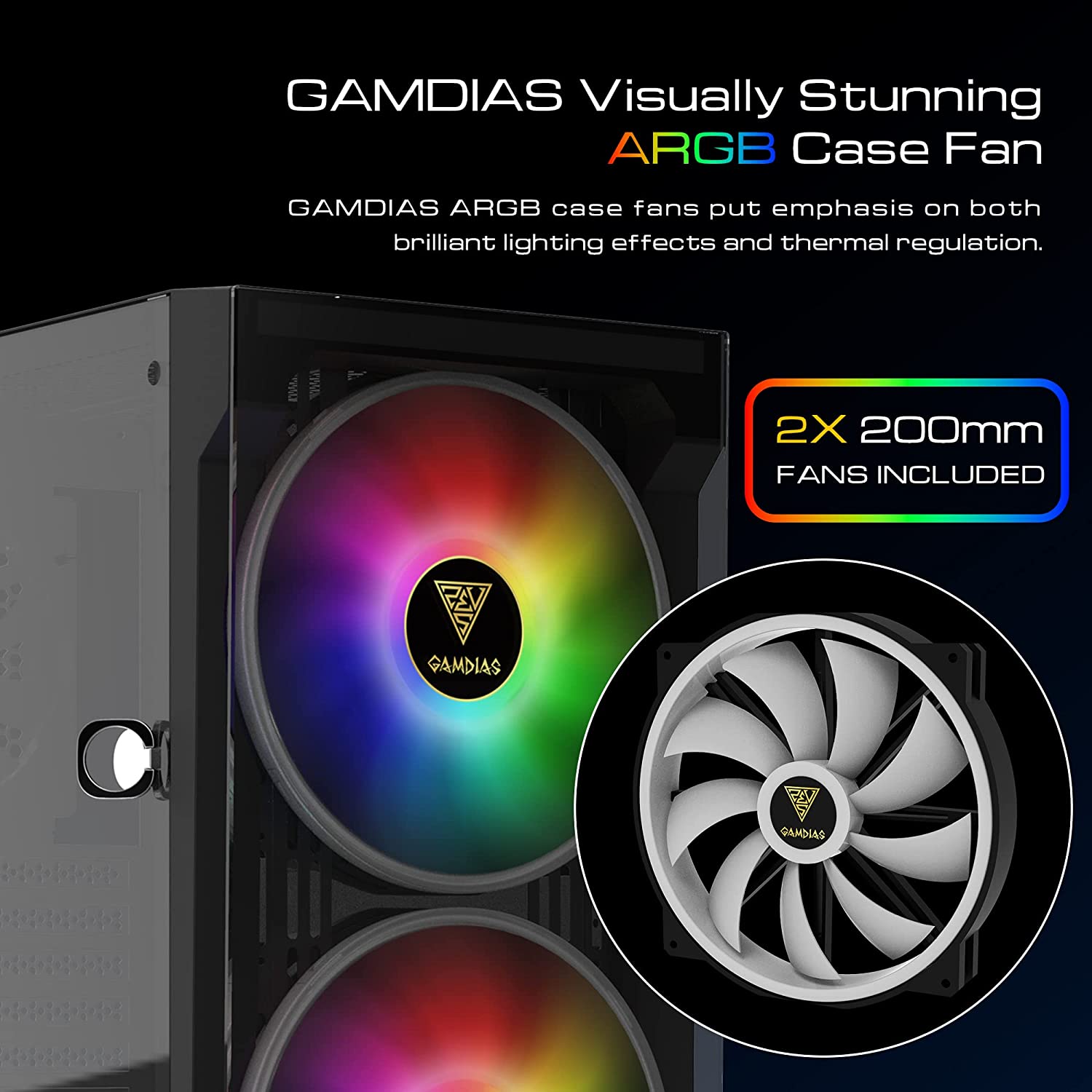 Gamdias Apollo E2 Elite RGB ATX Mid-Tower Computer Case with 2 ARGB Fan