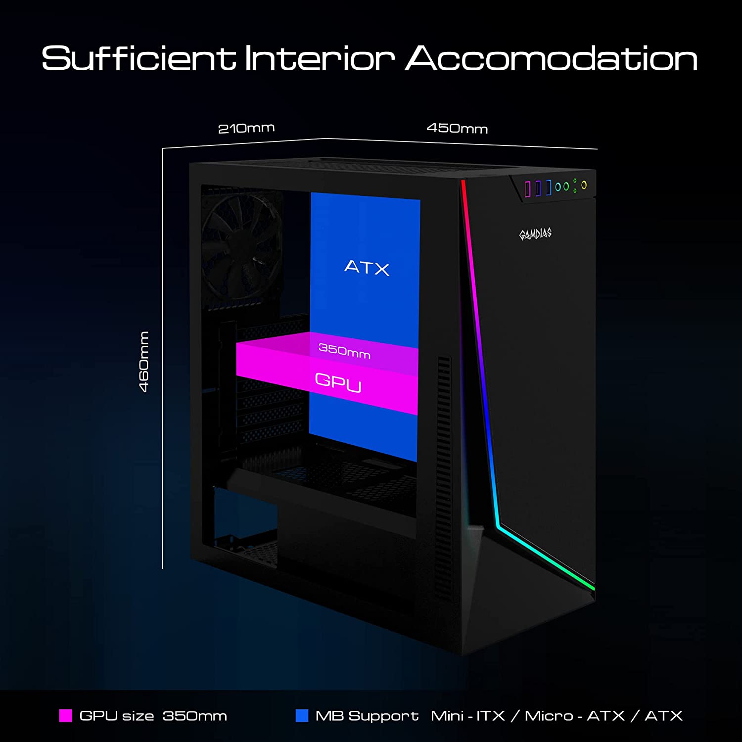 Gamdias Argus M1 RGB E-ATX Mid-Tower Computer Case