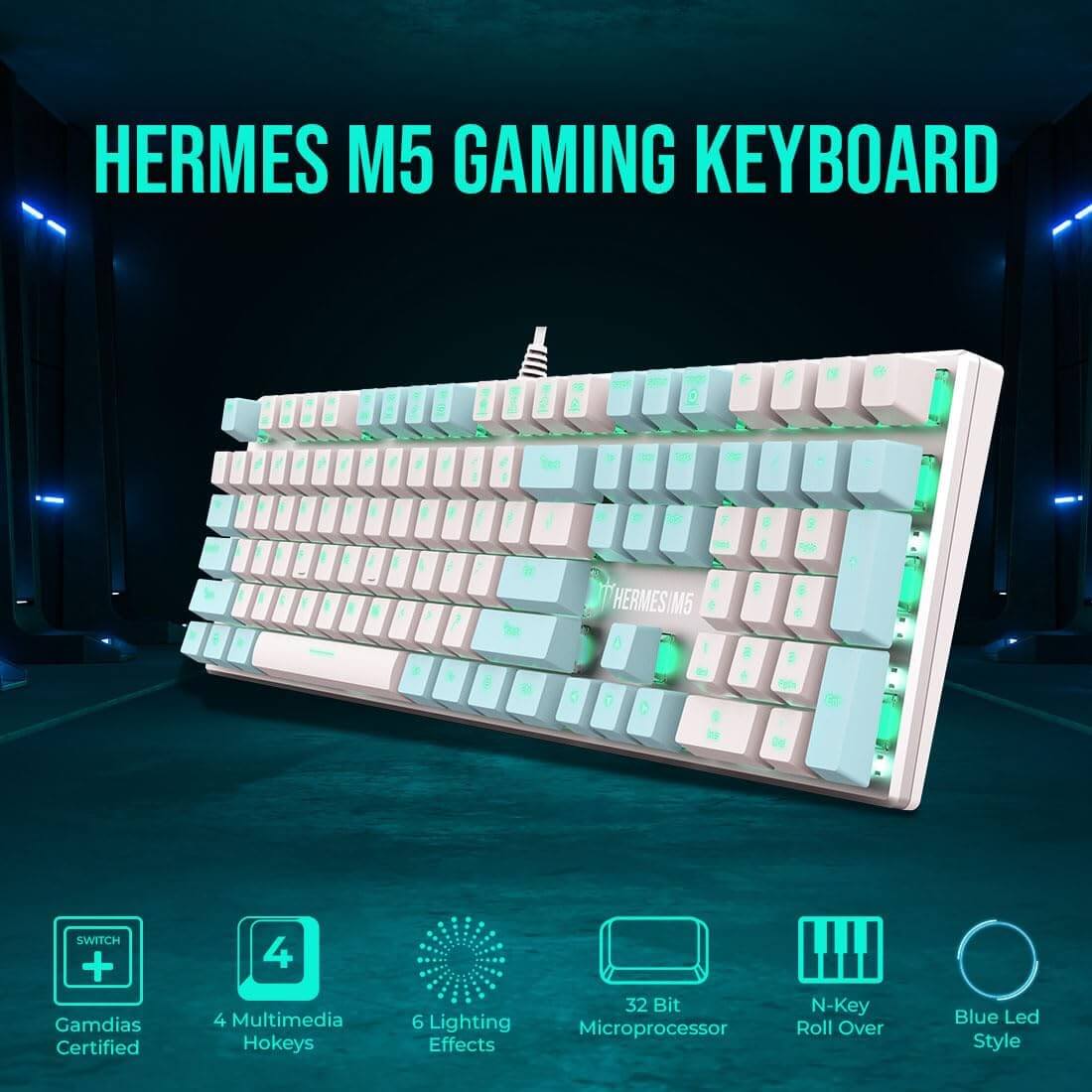 Gamdias HERMES M5 Mechanical Gaming Keyboard - Blue Switches