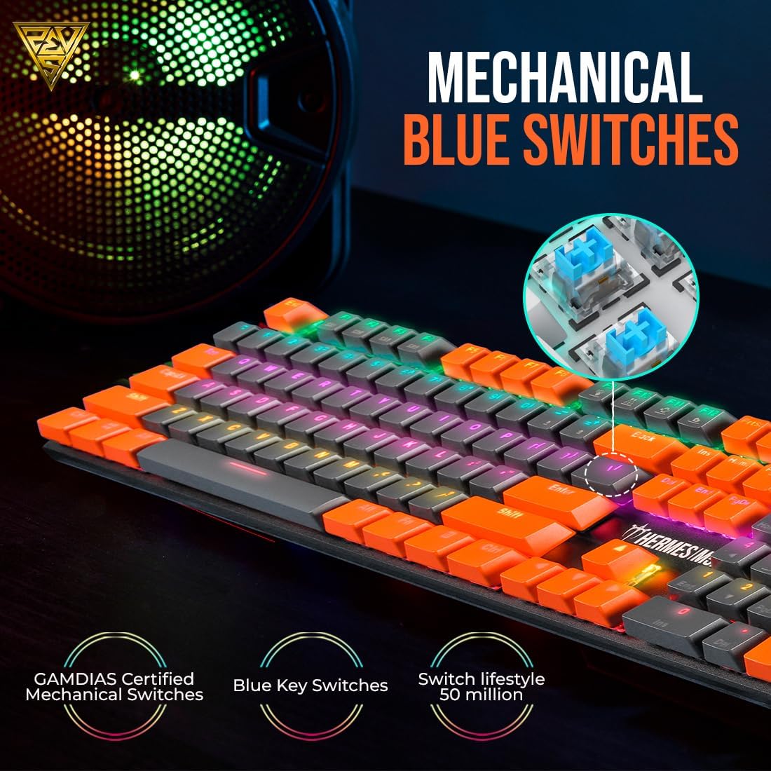 Gamdias HERMES M5A Backlit Mechanical Gaming Keyboard - Blue Switches