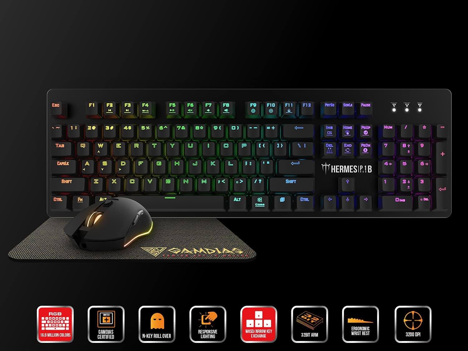 Gamdias HERMES P1B RGB 3-in-1 Gaming Combo