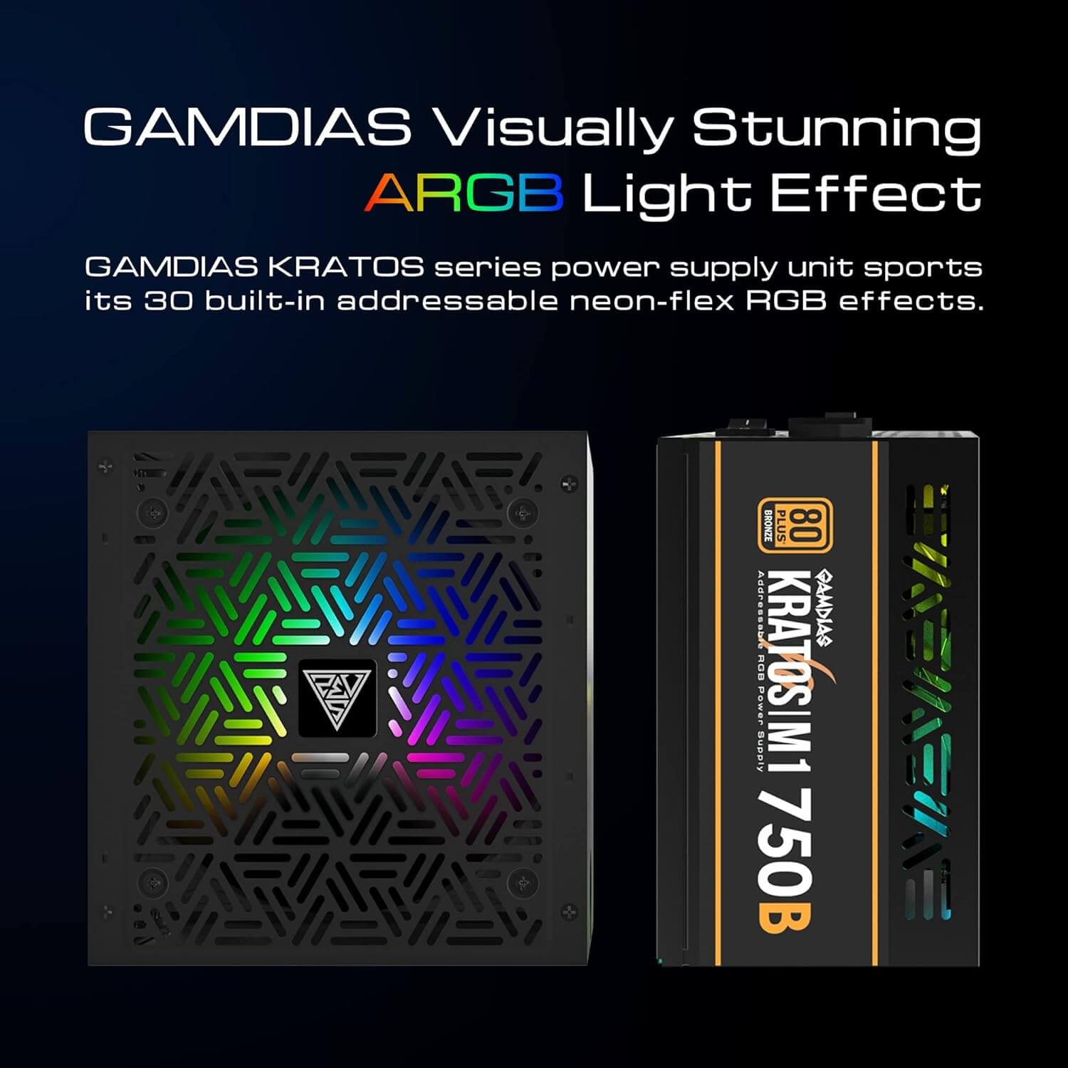 Gamdias KRATOS M1-750B RGB 750W 80+ Bronze Power Supply