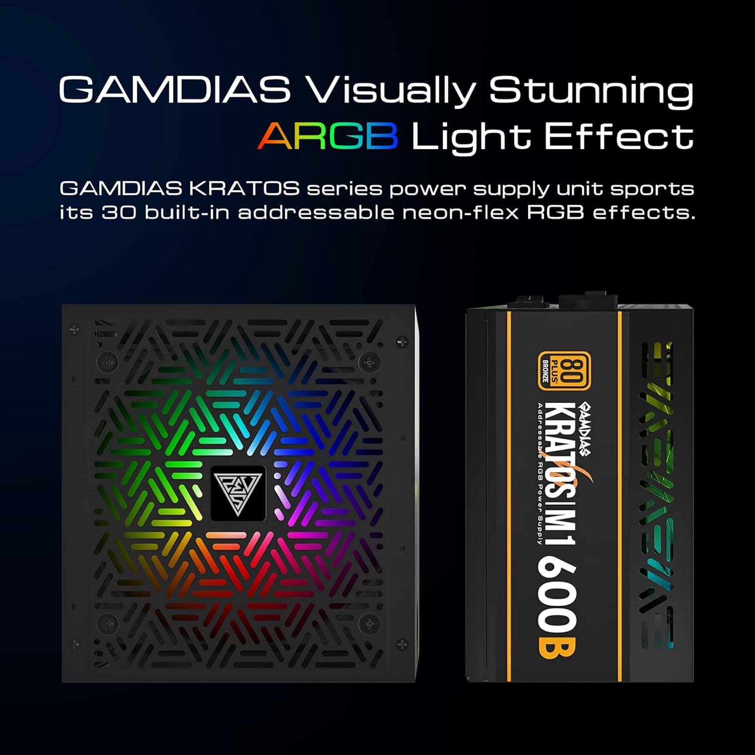 Gamdias KRATOS M1-600B RGB 600W 80+ Bronze Power Supply