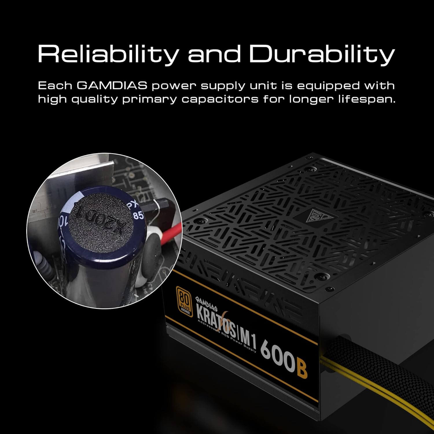 Gamdias KRATOS M1-600B RGB 600W 80+ Bronze Power Supply