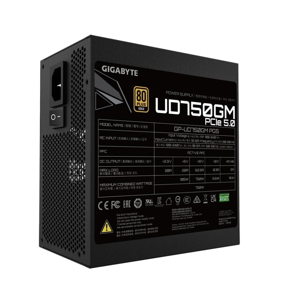 Gigabyte UD750GM PG5 750W 80 Plus Gold Certified Fully Modular Power Supply