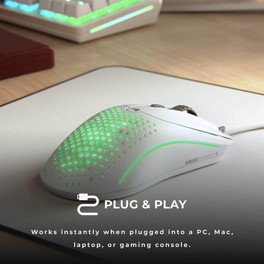 Glorious Model O 2 59g Ultralight RGB Wired Gaming Mouse - Matte White