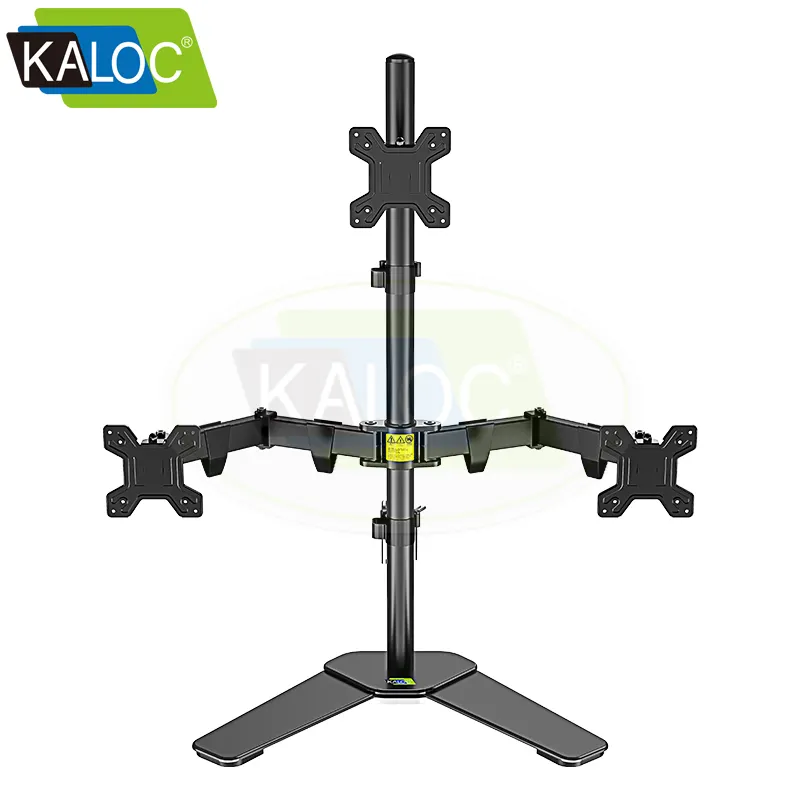 Kaloc DW230 Triple Monitor Desk Mount Height Adjustable Arms for Three 17-27 Inch Screens