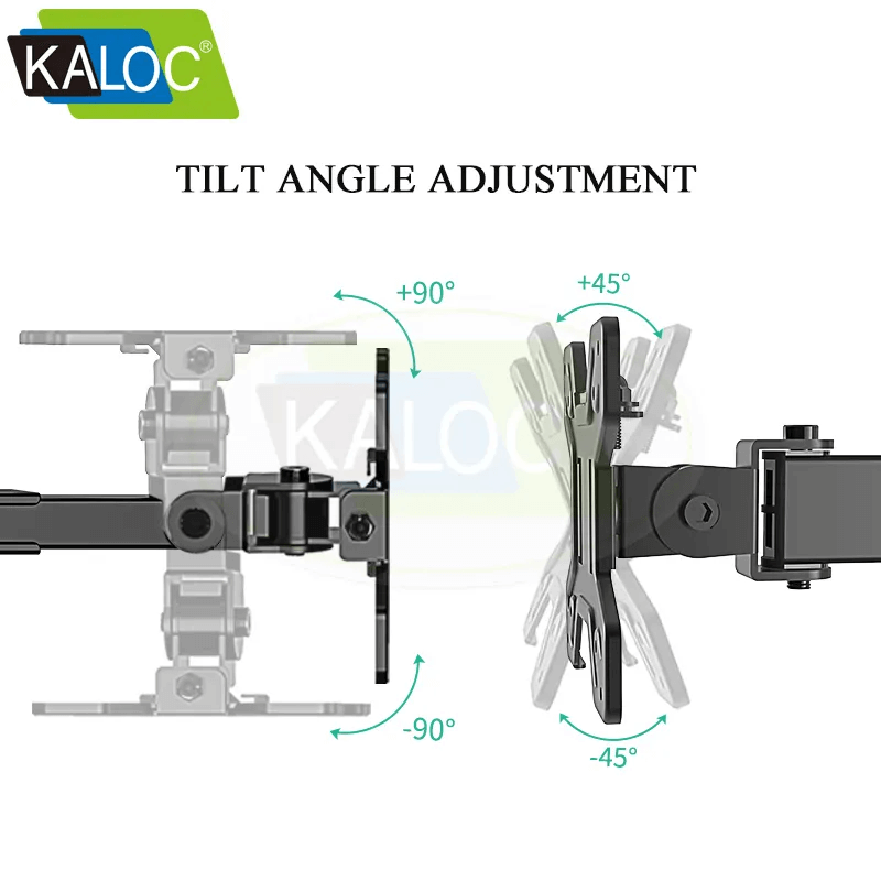 Kaloc DW230 Triple Monitor Desk Mount Height Adjustable Arms for Three 17-27 Inch Screens