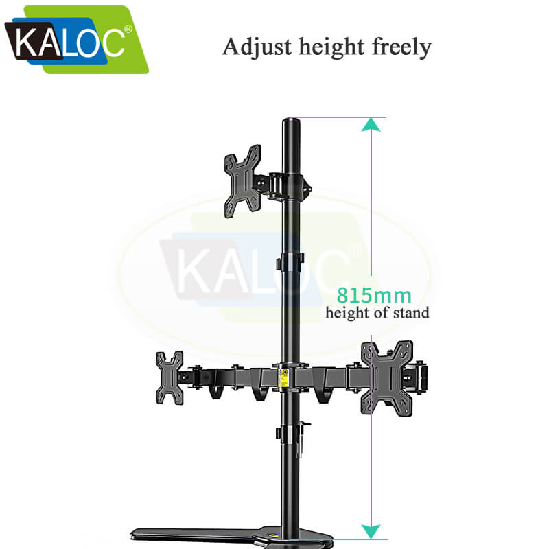 Kaloc DW230 Triple Monitor Desk Mount Height Adjustable Arms for Three 17-27 Inch Screens