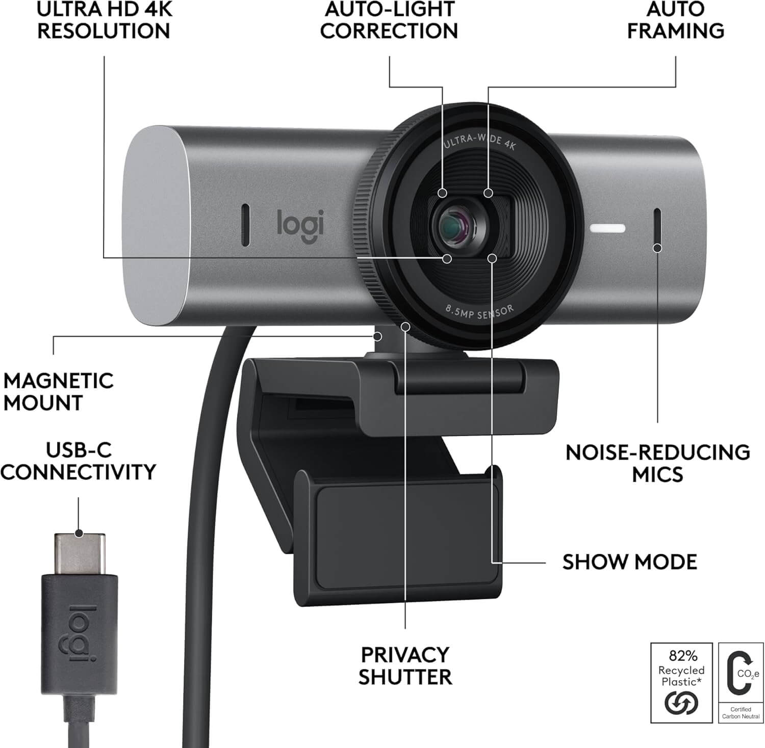 Logitech MX Brio Ultra HD 4K Collaboration and Streaming Webcam