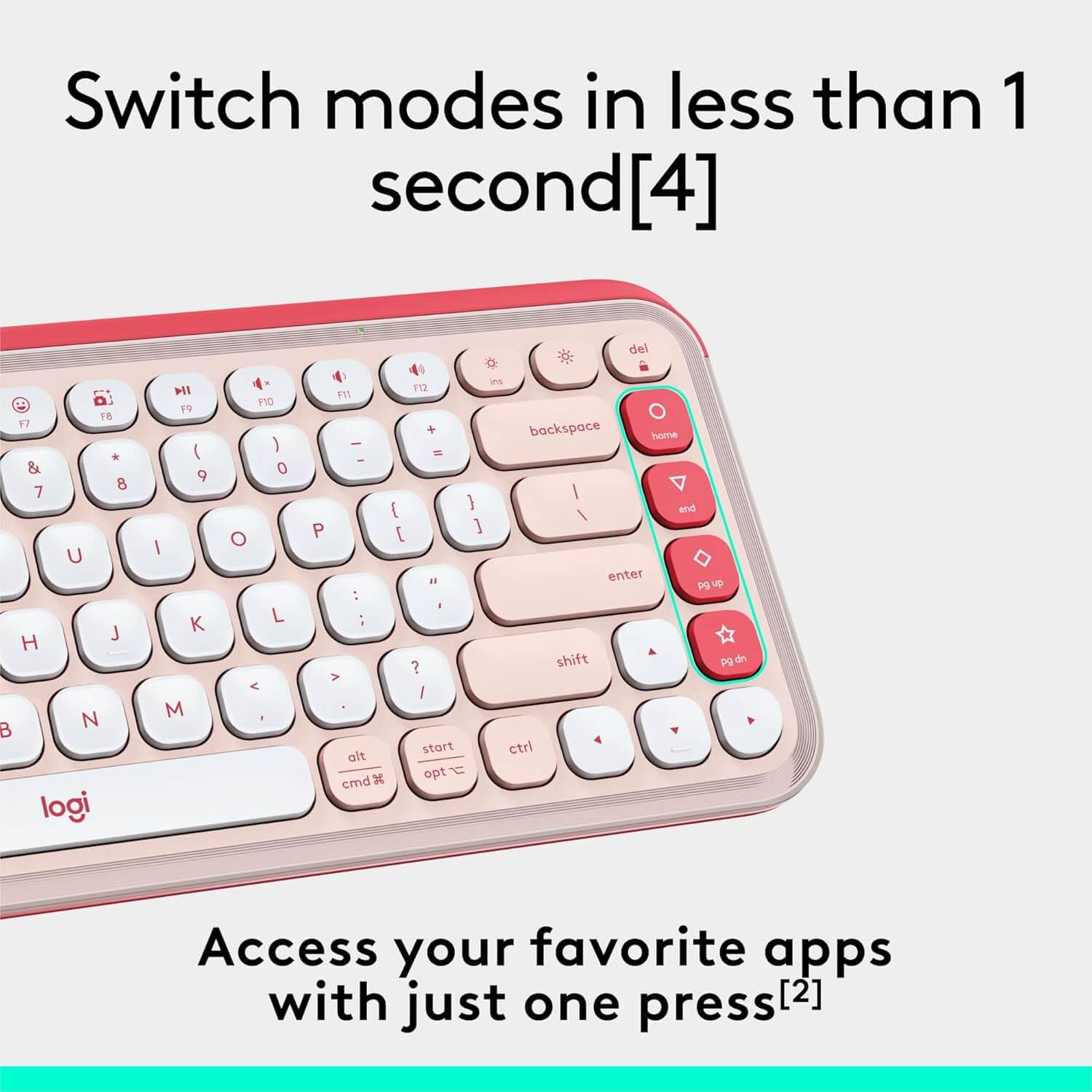 Logitech POP ICON Keys Wireless Bluetooth Keyboard - Rose and Off-White