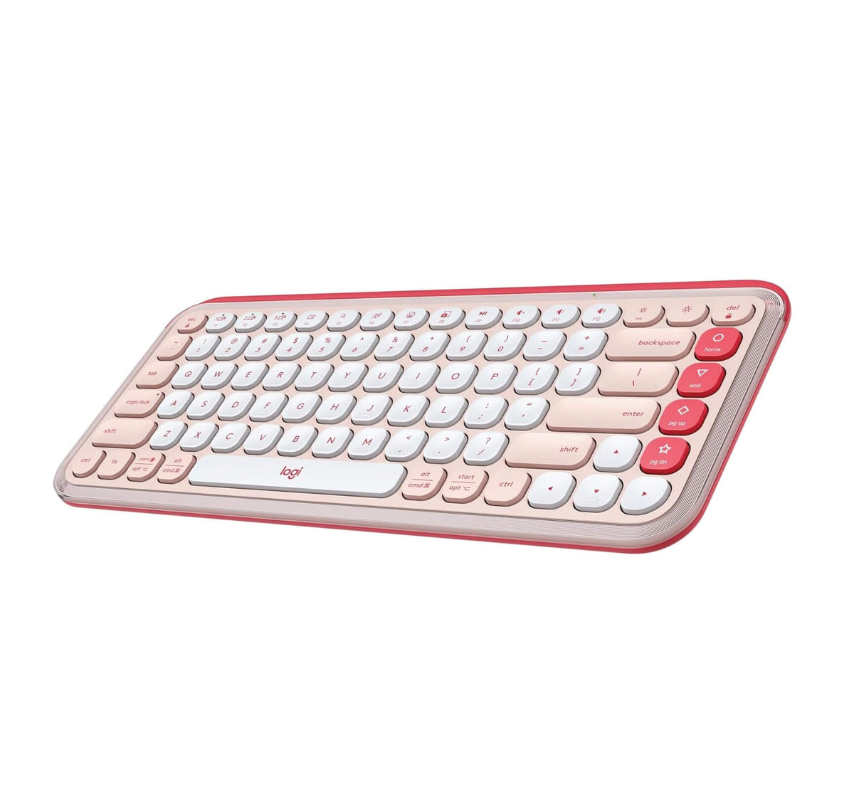 Logitech POP ICON Keys Wireless Bluetooth Keyboard - Rose and Off-White